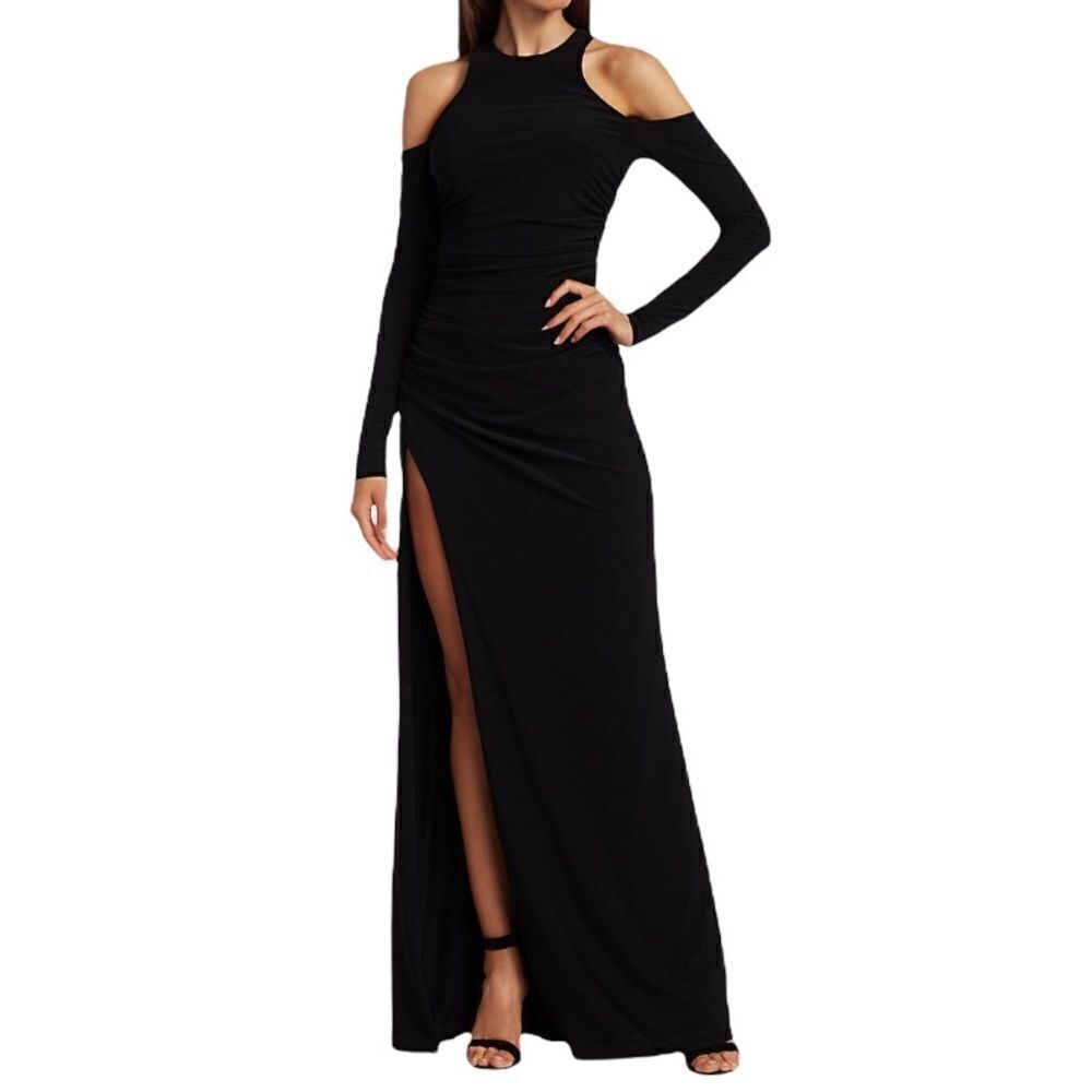 Cinq a Sept Black Rosalina Cold Shoulder Gown 0 NWT